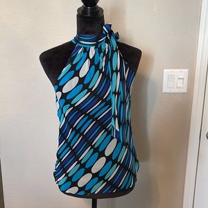 EXPRESS Design Studio Sleeveless Blouse- XS Ties around neck Lined-side zipper